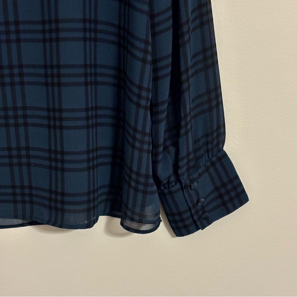 Ann Taylor Navy and Black Plaid Blouse - Picture 5 of 13